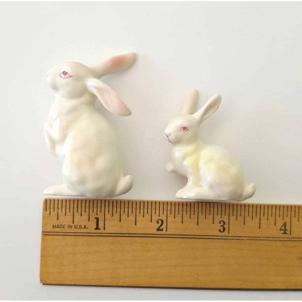 Vintage Lefton Bunny Rabbit Figurines Pair Made In Japan - Picture 5 of 14
